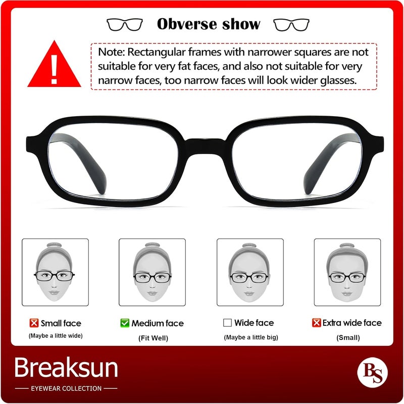 Breaksun Retro Rectangle Glasses for Women Men Small Square Blue Light Blocking Glasses Vintage Eyeglasses - Image 5